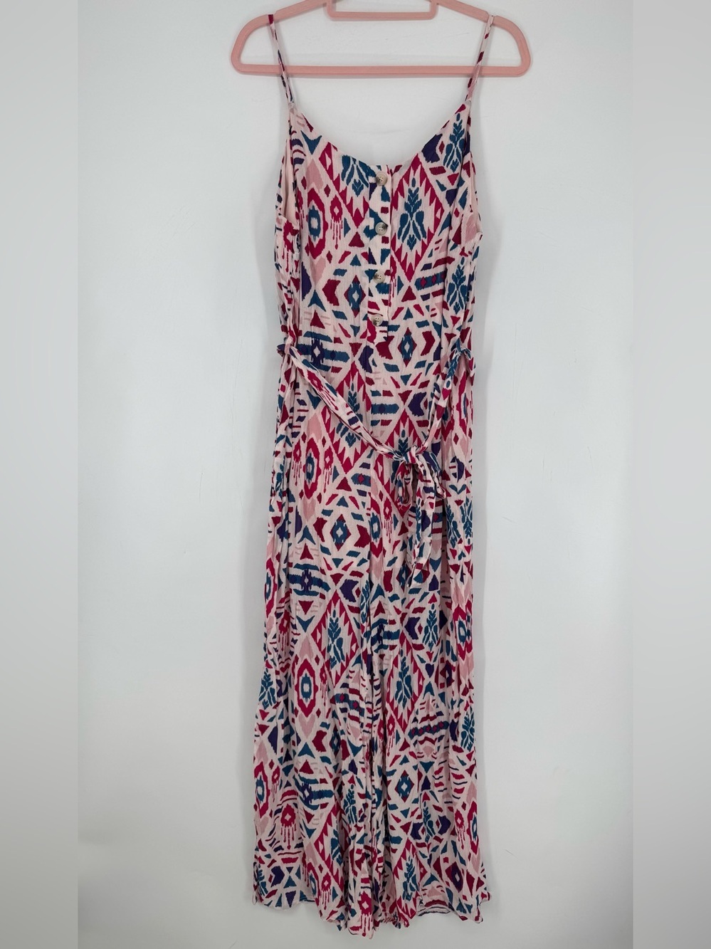 Emily Wonder Boutique Festival Boho Geometric Aztec Print Jumpsuit Size Large